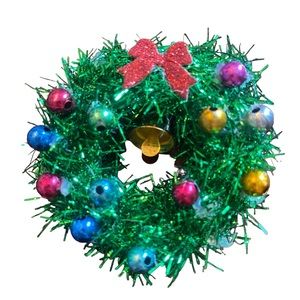 Decorated Christmas Wreath Brooch Pin